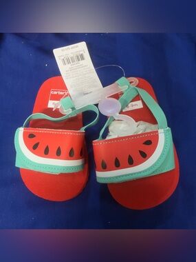 Carter's Red and Mint Watermelon Baby Sandals